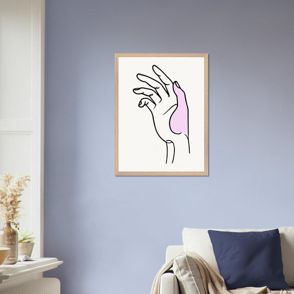 Gentle Expression - Hand Illustration in Premium Frame - 45x60 cm 18x24″ Wood frame - Wooden Framed Posters