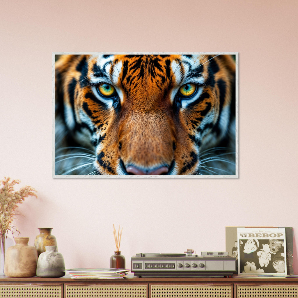 Through the Jungle’s Soul - Majestic Tiger Close-Up - White frame - Framed Posters