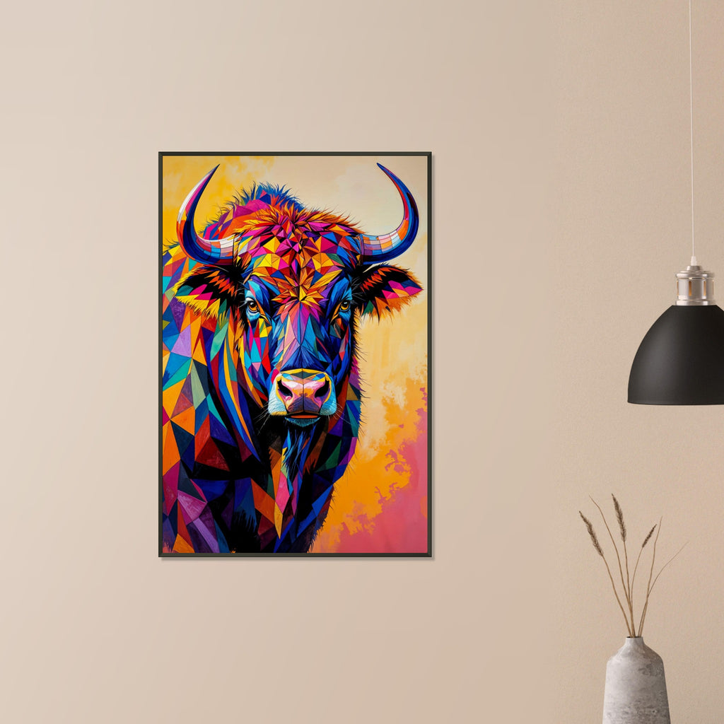 Wild and Vibrant - Kaleidoscopic Buffalo Art - - Framed Poster