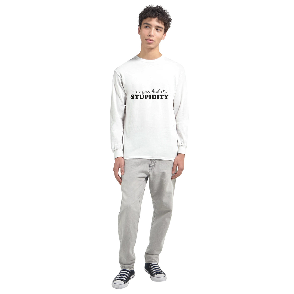 Wear Your Wit - Stupidity Longsleeve Statement - - Sweatshirt