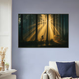 Golden Forest Rays – Giftable Metal Framed Poster - - Metal Framed Posters