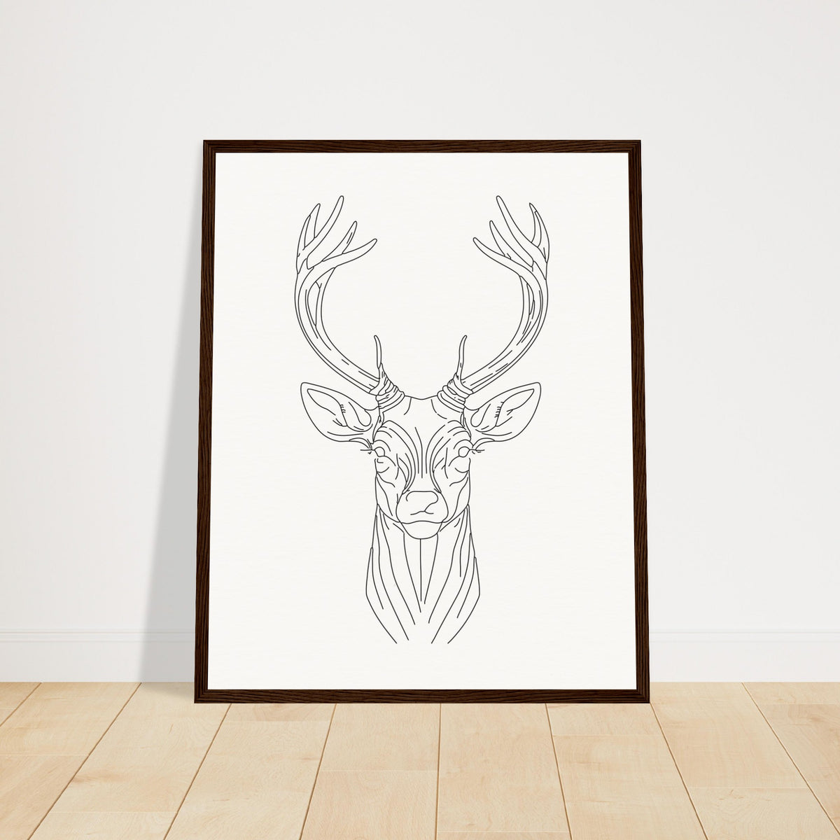 Nature's Grace - Deer Illustration - 40x50 cm 16x20″ Dark wood frame - Wooden Framed Posters