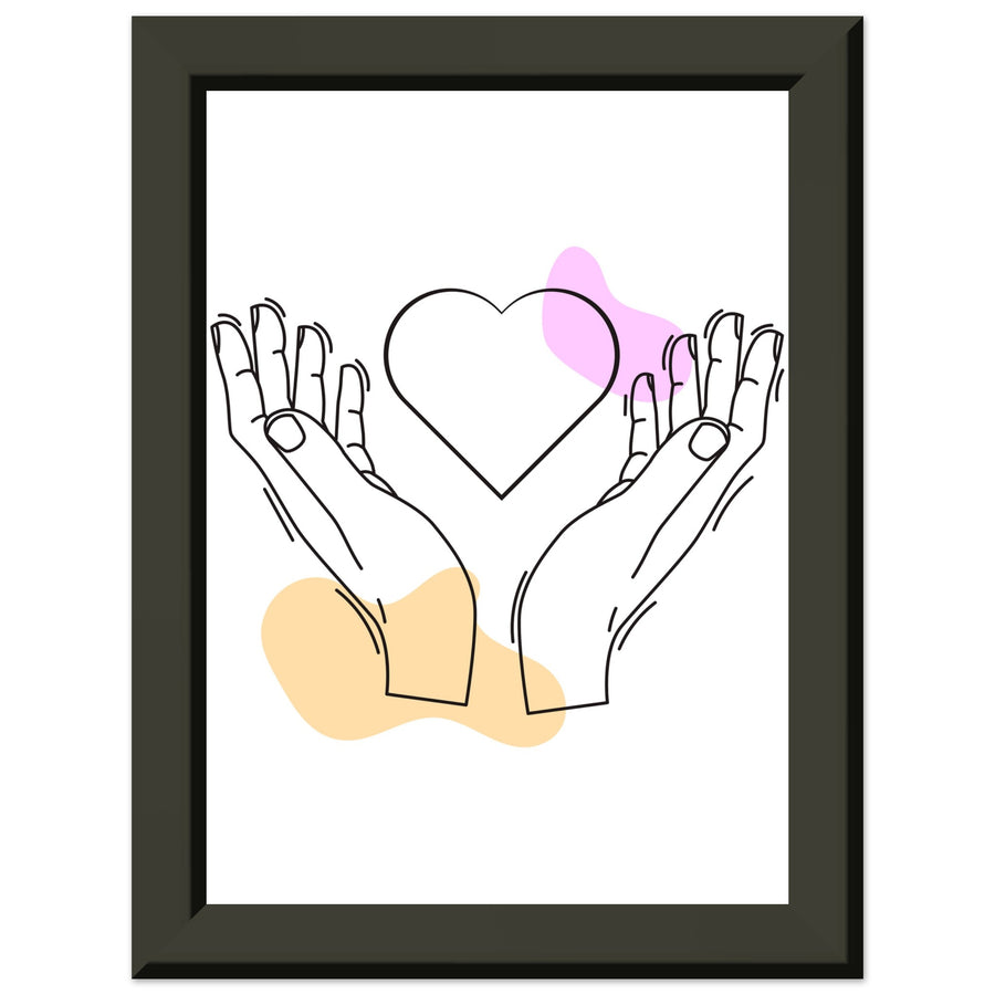 Heartfelt Embrace - Love Line Art Poster - 13x18 cm 5x7″ - Metal Framed Posters