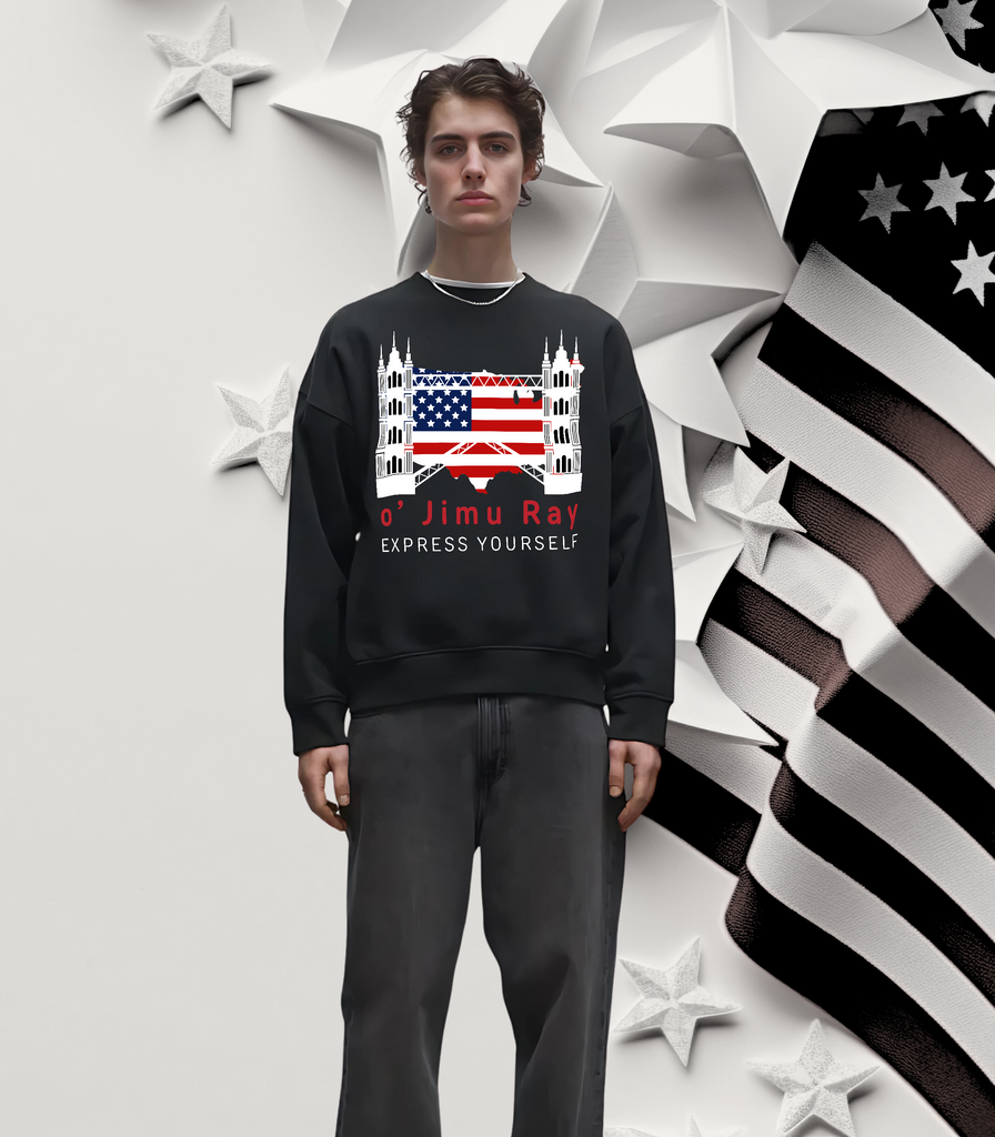 Patriotic Elegance - 4th July Boxy Sweatshirt - - Sweatshirts