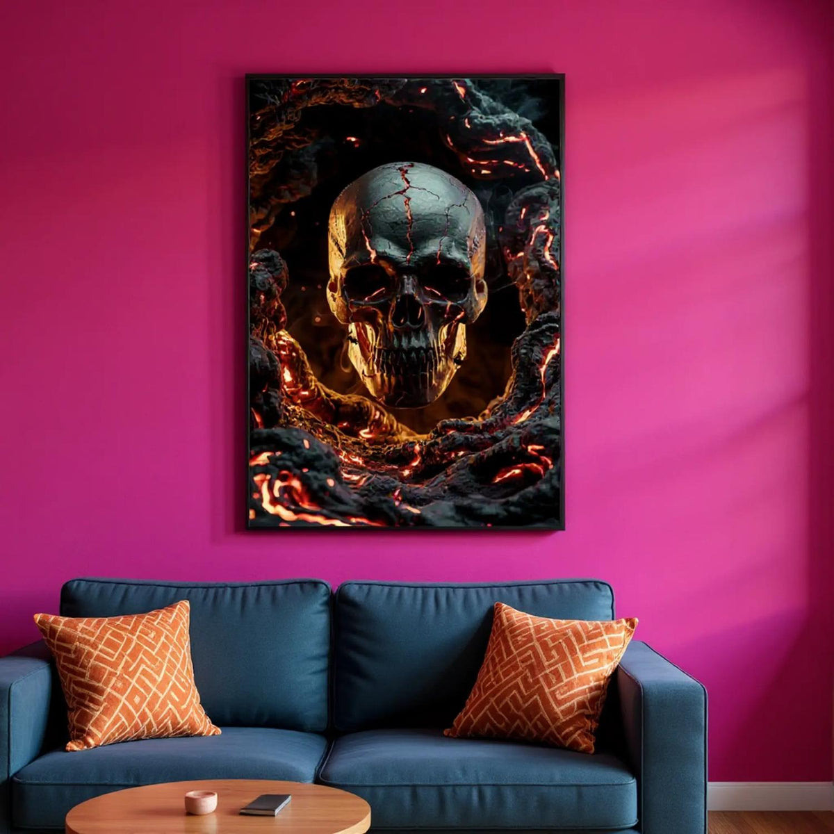 Lava Skull Aluminum Art – A Fiery Gift of Power - - Metal Framed Posters