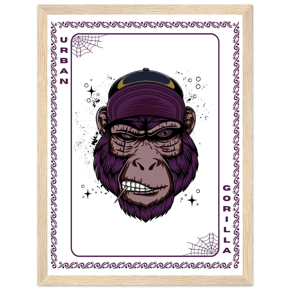 Elevate Your Decor - Steampunk, Funky, and Urban Gorilla Poster Set - 30x40 cm 12x16″ Wood frame Urban Gorilla - Wooden Framed Posters