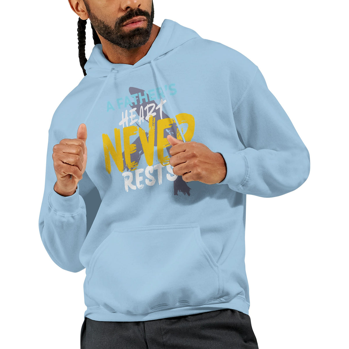 Unyielding Devotion - Celebrate Dad’s Heart - Light Blue - Hoodies