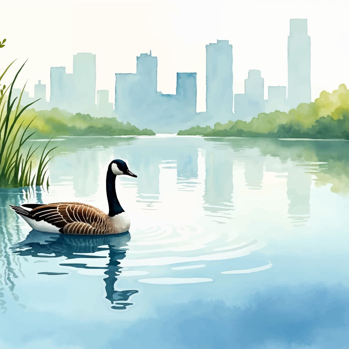 Goose on Tranquil Waters - - Framed Posters