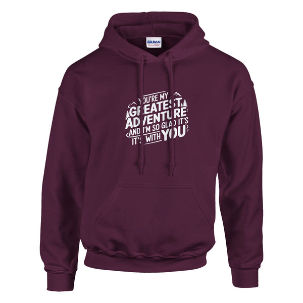 Gildan's "Greatest Adventure" Hoodie – A Perfect Gift for Your Husband - Maroon - Hoodies