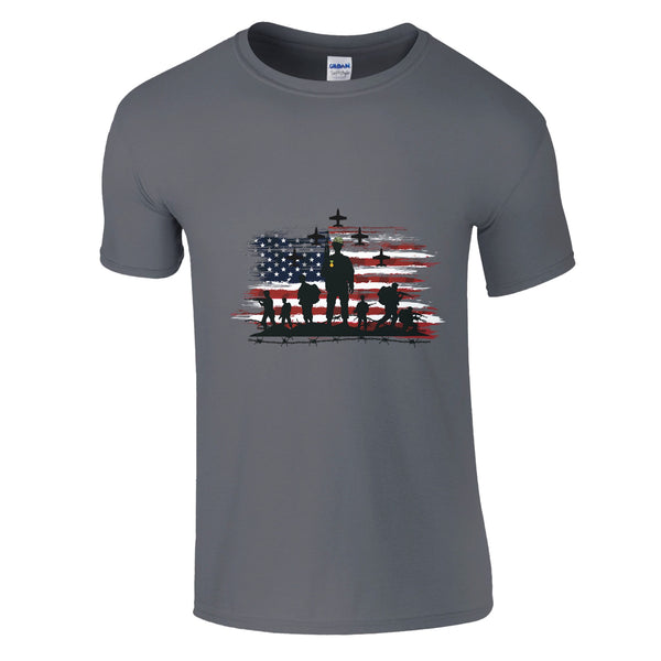 Valor and Sacrifice - American Pride - Charcoal - T-Shirts