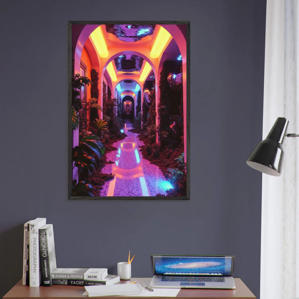 Neon Eden Poster – Gift for Dreamy Interior Lovers - Black frame - Wooden Framed Posters