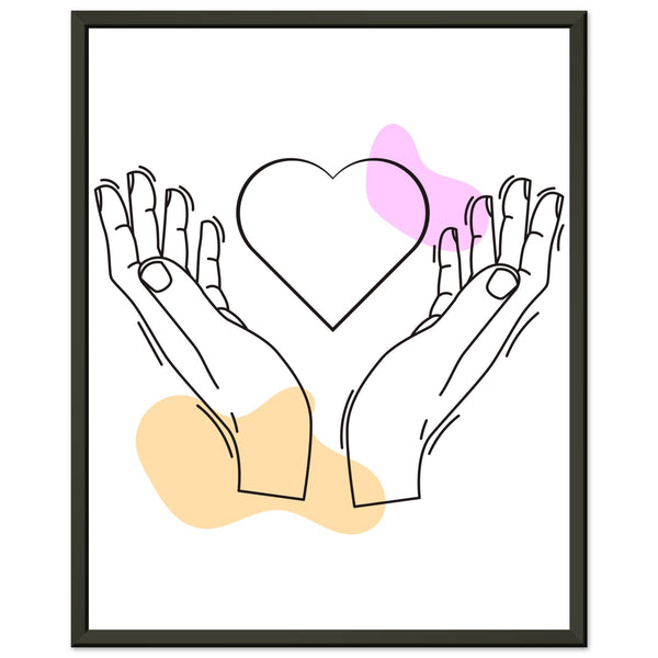 Heartfelt Embrace - Love Line Art Poster - 40x50 cm 16x20″ - Metal Framed Posters