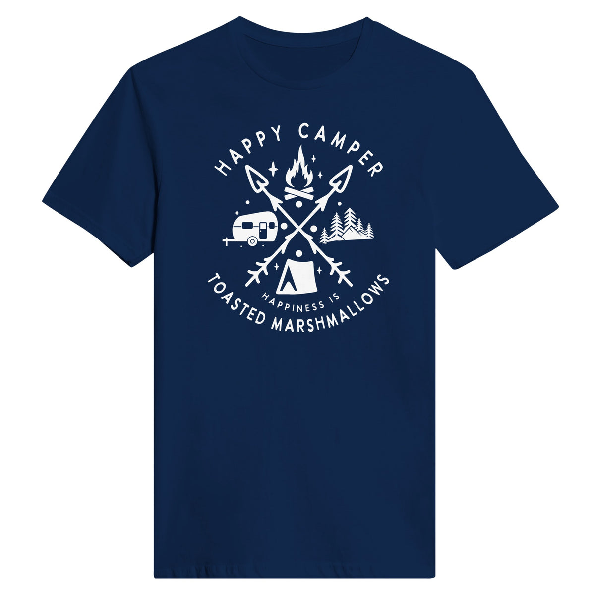 Campfire Bliss - Happy Camper Marshmallows - Navy - Crewneck T.shirts