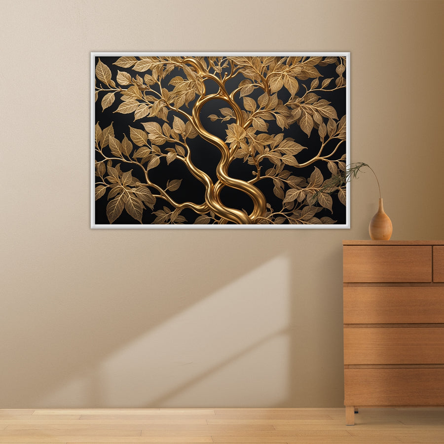 Nature’s Elegance – Gold Leaf Print for Gifting - 20x30 - Framed Posters