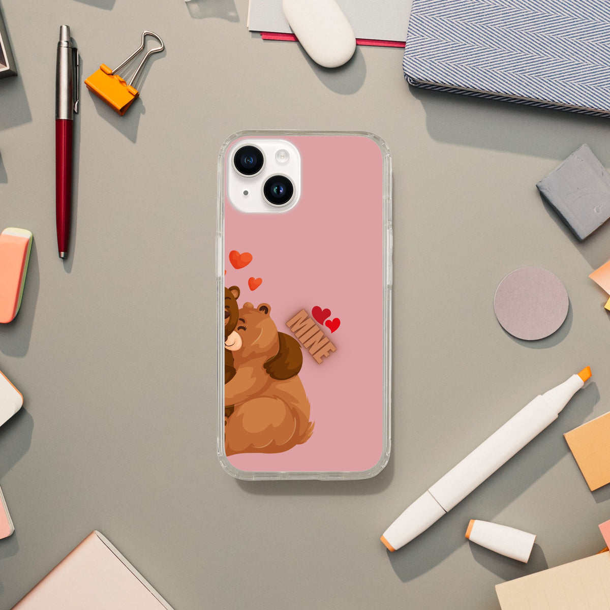 Bear Hugs Forever - Matching Couple Phone Cases - iPhone 14 Female Teddy Bear - Tech Accessories