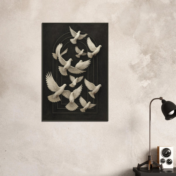 Flight of Peace – Doves Metal Framed Poster Gift - - Metal Framed Posters