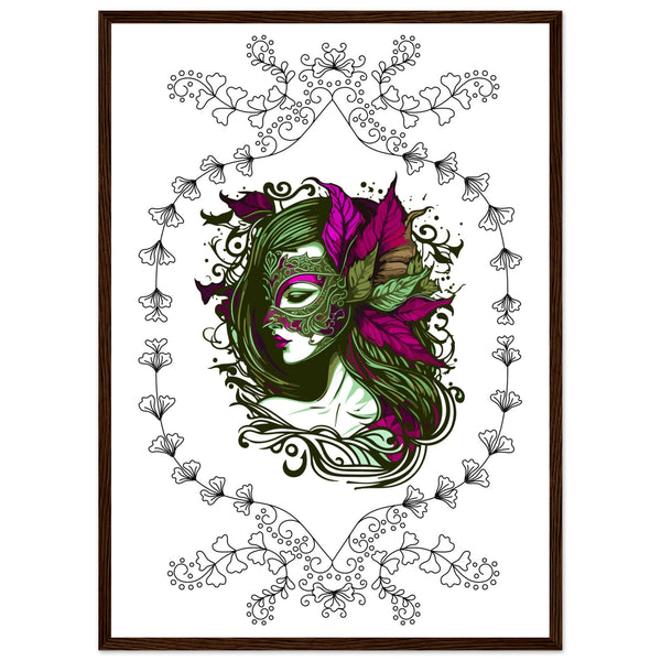 Masked Enchantment - Deluxe Framed Poster - 50x70 cm 20x28″ Dark wood frame - Framed Posters