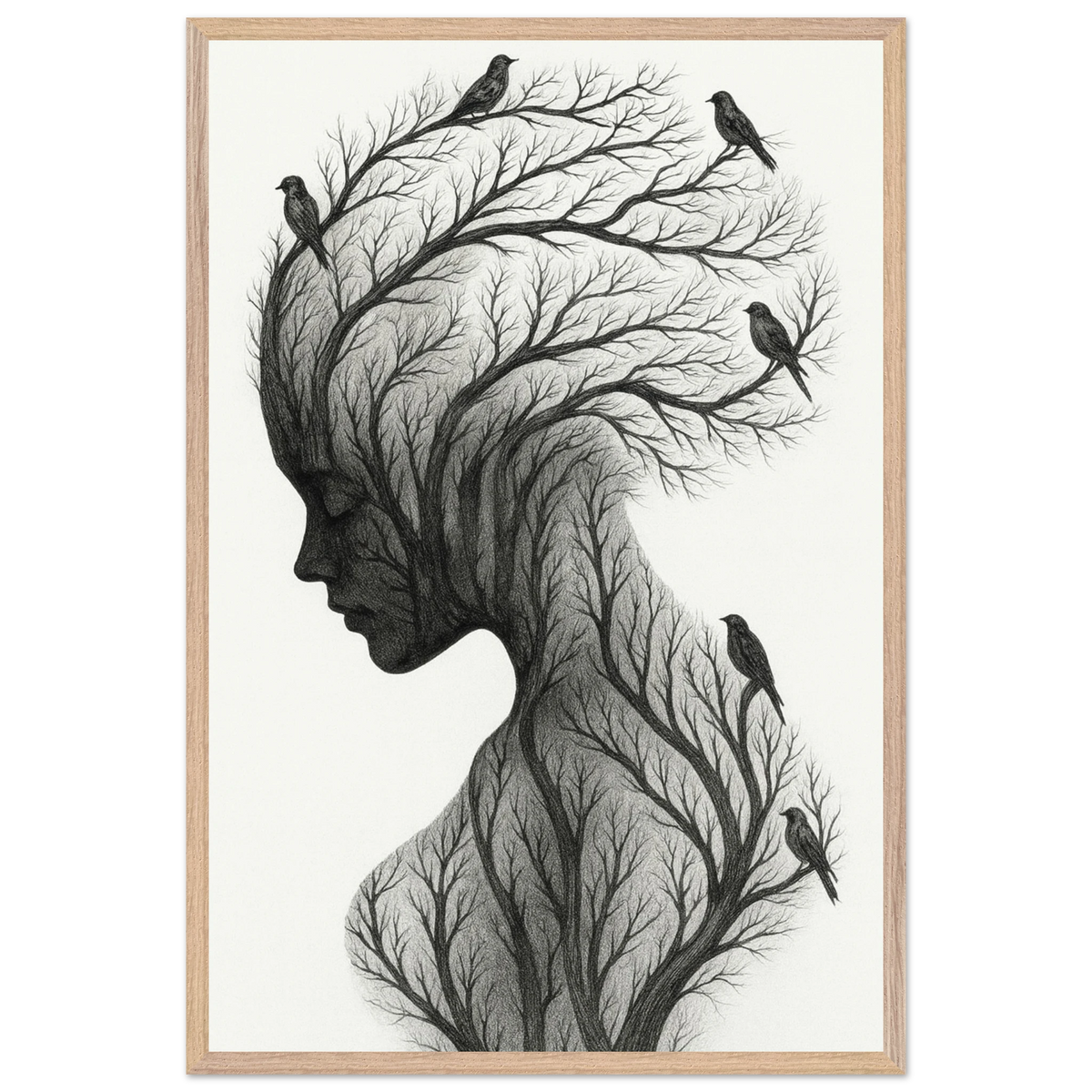 Whispering Branches – Wooden Framed Poster Keepsake - Wood frame - Wooden Framed Posters