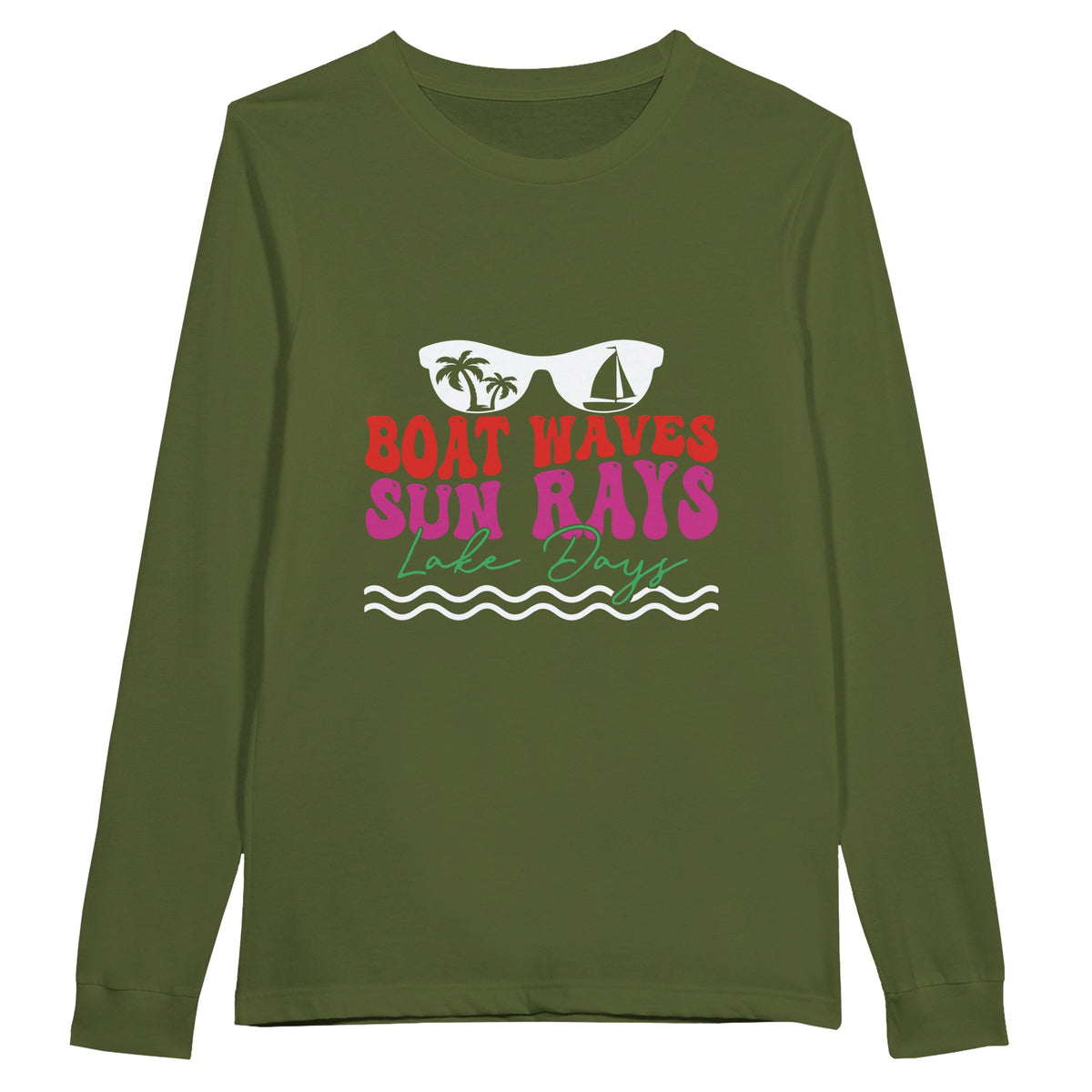 Sail Away - BOAT WAVES, SUN RAYS Adventure - Olive - Sweatshirt