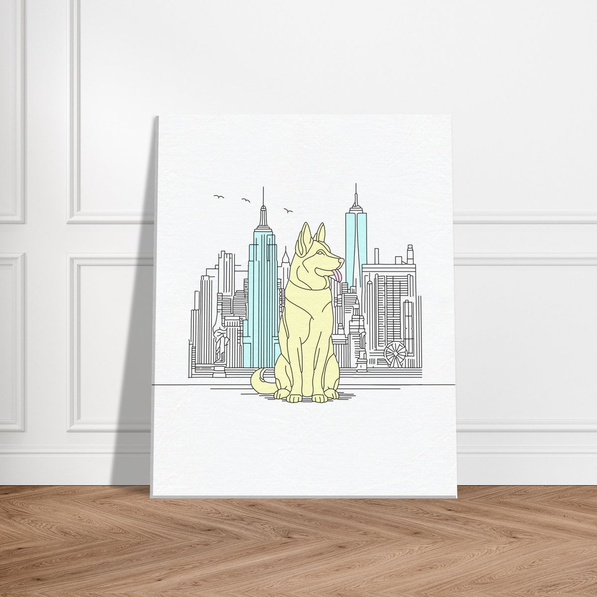 Urban Paws - Dog and Cityscape Canvas - - Canvas Prints