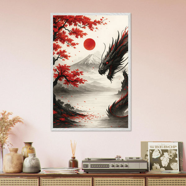 Japanese Dragon Wooden Framed Poster – Gift of Power - - Wooden Framed Posters