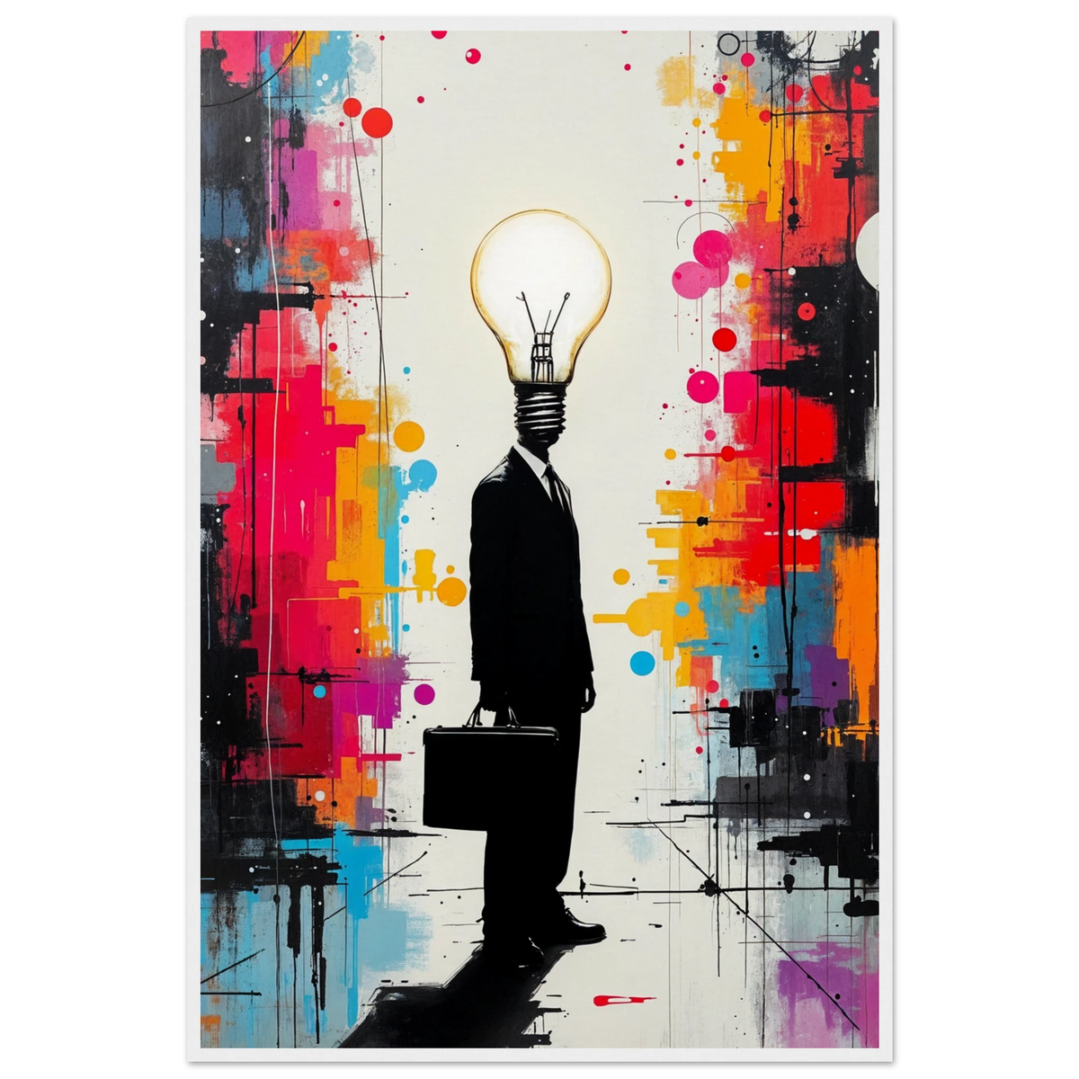 Mind of Innovation - Lightbulb Man Framed Poster - - Wooden Framed Posters