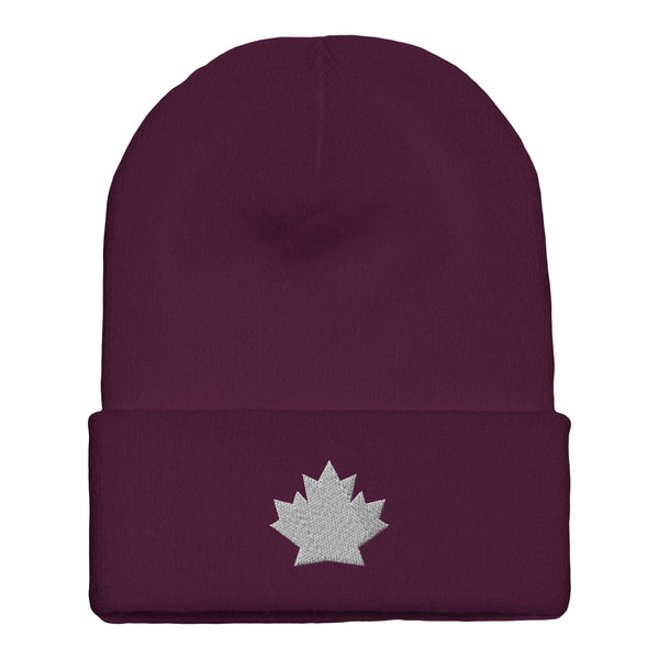 Fall Foliage Fantasy - Autumn Leaf Minimalist Headwear - Maroon - Beanies