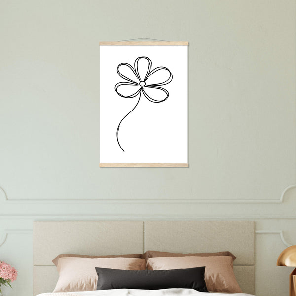 Sophisticated Minimalism - Magnetic Flower Poster - 50x70 cm 20x28″ Natural wood wall hanger - Posters With Hanger