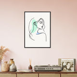 Elegance in Line - Minimalist Female Profile Art - 50x70 cm 20x28″ Black frame - Wooden Framed Posters