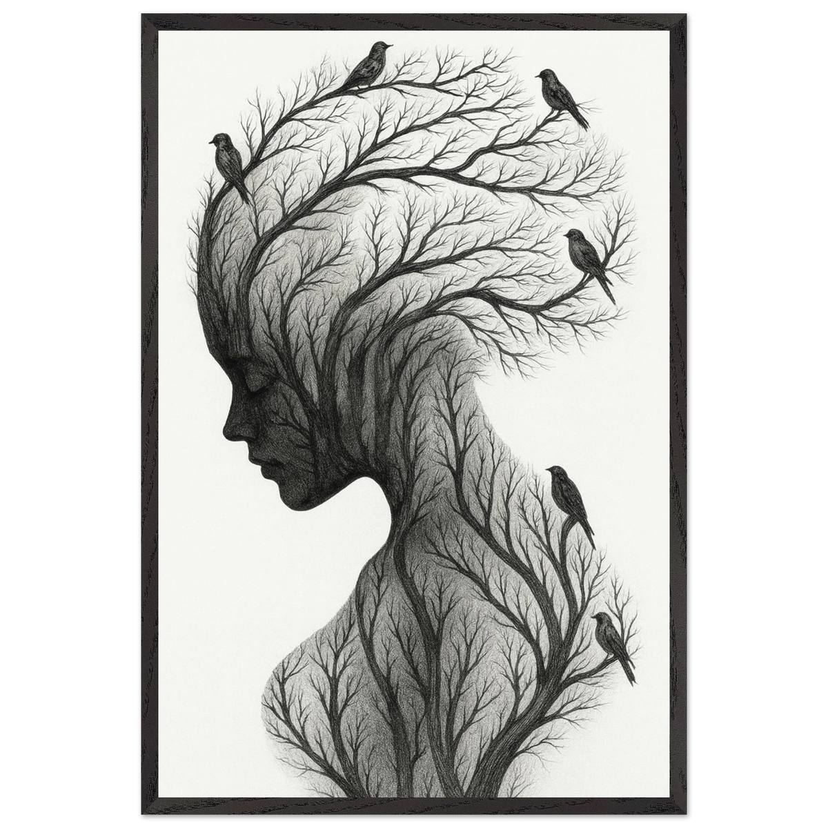 Whispering Branches – Wooden Framed Poster Keepsake - Black frame - Wooden Framed Posters