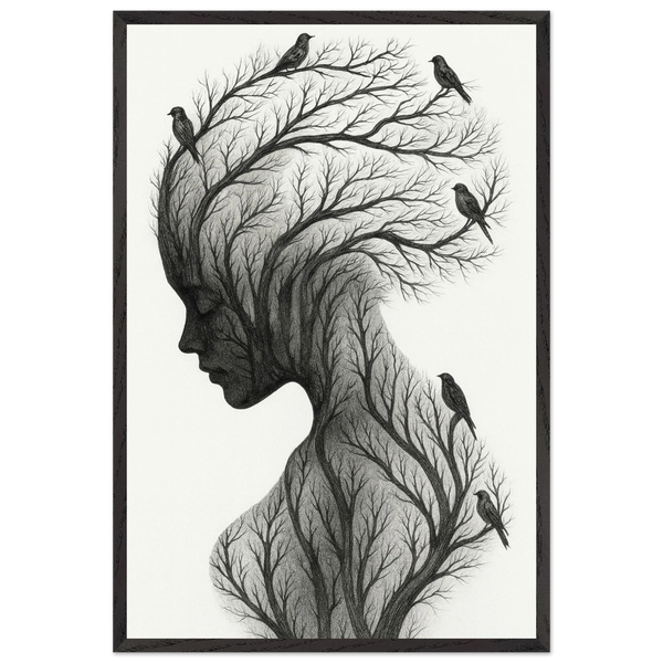 Whispering Branches – Wooden Framed Poster Keepsake - Black frame - Wooden Framed Posters