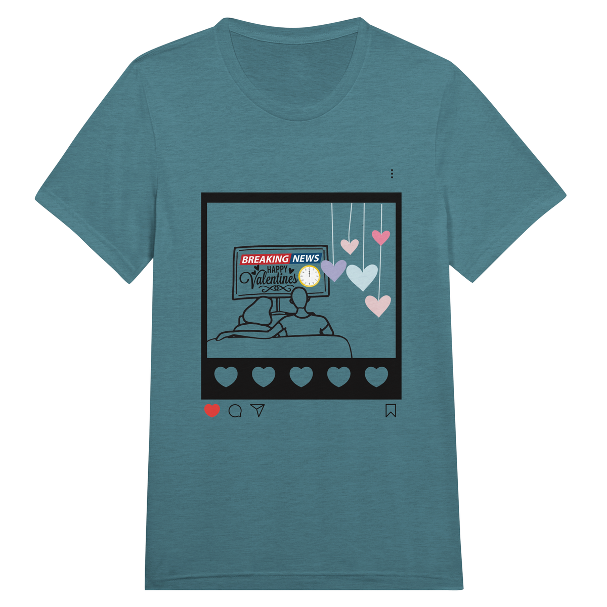 Love Broadcast - Happy Valentines Tee - Denim Triblend - Print Material