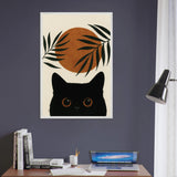 Sunset Whiskers – Minimal Cat Art Wooden Frame Gift - - Wooden Framed Posters