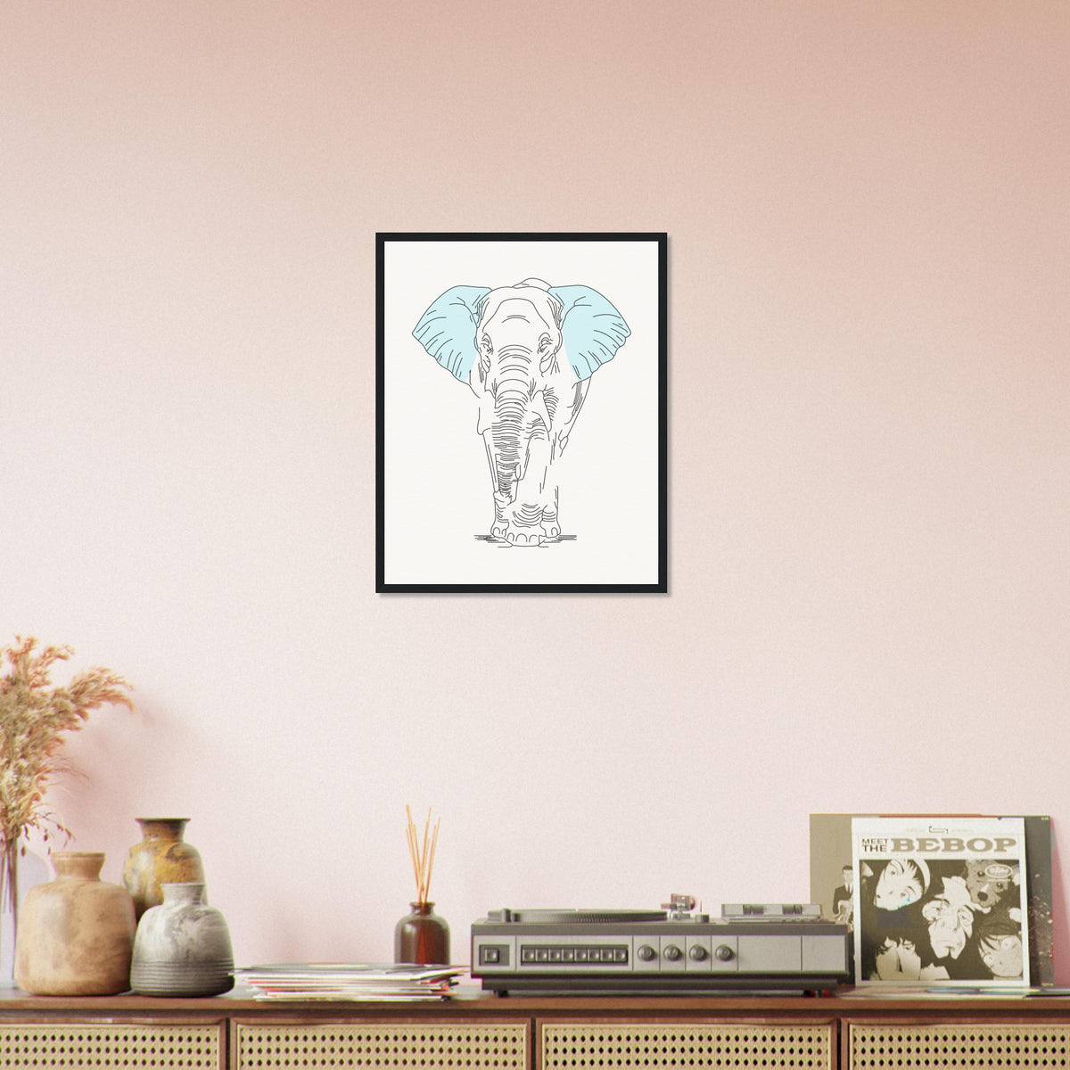 Sublime Serenity - Elephant in Pastel - - Wooden Framed Posters