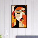 Warm Tones Geometric Portrait Wall Decor - Dark wood frame 60x90 cm 24x36″ - Wooden Framed Posters