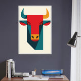 Geometric Bull Wooden Framed Poster – Modern Art Gift - - Wooden Framed Posters