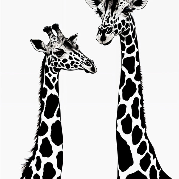 Elegant Giraffes - Black and White - 20x30 - Framed Posters