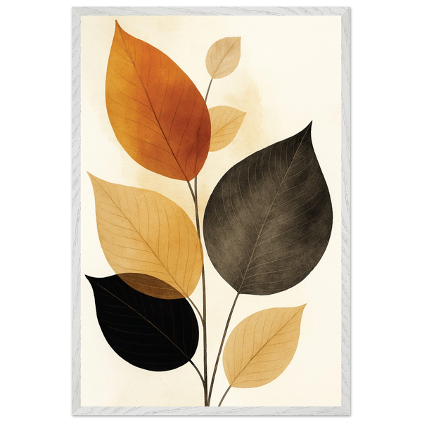 Golden Leaves Harmony – Wooden Framed Poster Gift - White frame - Wooden Framed Posters