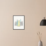 Urban Companion - Dog and Cityscape Art - - Wooden Framed Posters