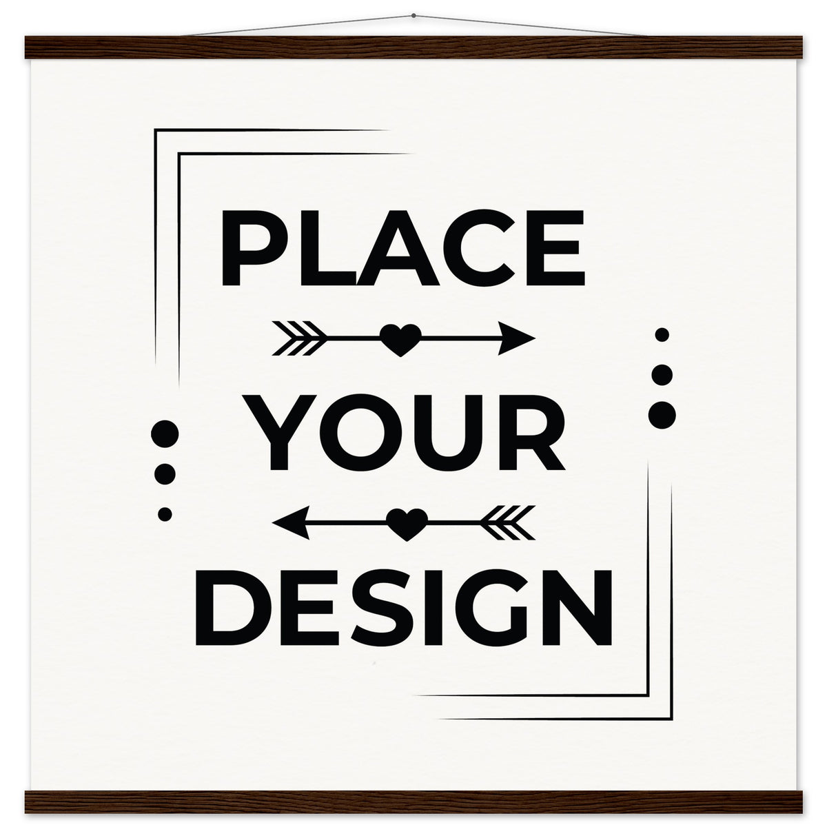 Elevate Your Space - Customizable Premium Matte Paper Poster with Hanger - 70x70 cm 28x28″ Dark wood wall hanger - Wooden Framed Posters