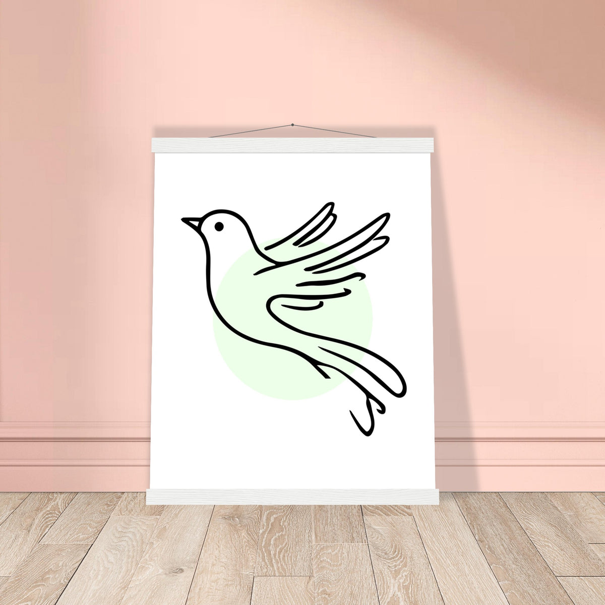 Serene Wings - Bird Art Poster with Magnetic Wooden Hanger - 40x50 cm 16x20″ White wall hanger - Posters With Hanger