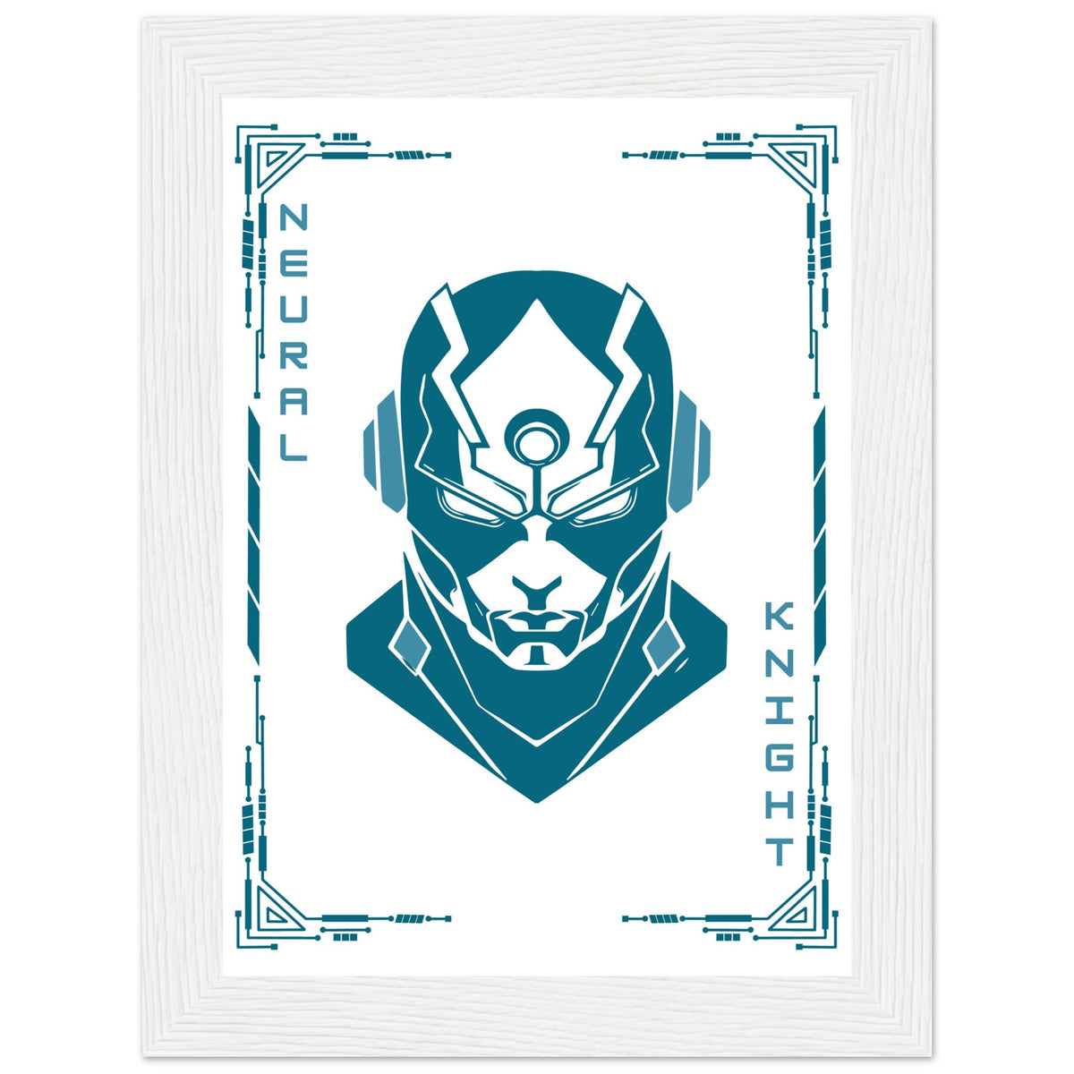 Transform Your Space - "Proton, Neural, Quantum Knights" Poster Set - 13x18 cm 5x7″ White frame Neural Knight - Wooden Framed Posters