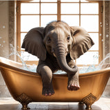 Elephant’s Playful Bath Escape - 12x18 - Framed Posters