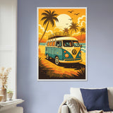 Retro Roadtrip – Wooden Framed Poster Gift for Dreamers - - Wooden Framed Posters