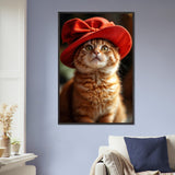 Purr-fectly Chic - Cat in a Red Hat - Black frame - Framed Posters