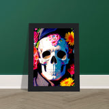 Mystical Bloom - Premium Floral Skull Poster - - Wooden Framed Posters