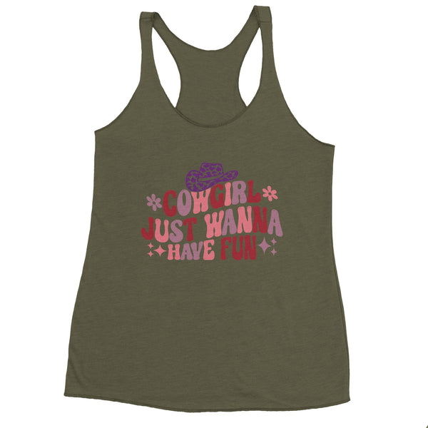 Wild West Whimsy - Cowgirl Fun-Filled Tank - Military Green - Print Material