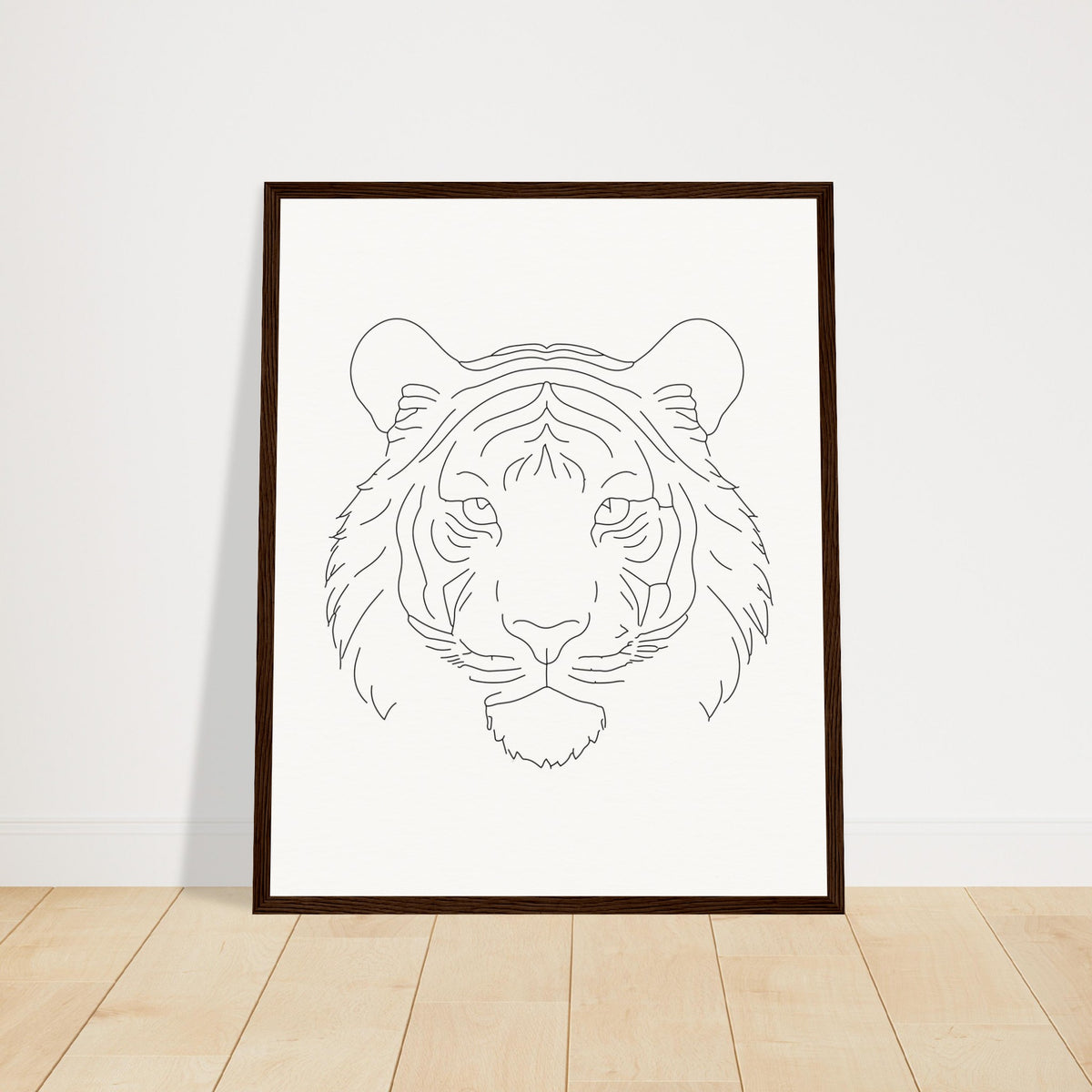 Majestic Lines - The Tiger's Gaze - 40x50 cm 16x20″ Dark wood frame - Wooden Framed Posters