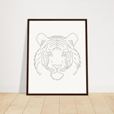 Majestic Lines - The Tiger's Gaze - 40x50 cm 16x20″ Dark wood frame - Wooden Framed Posters