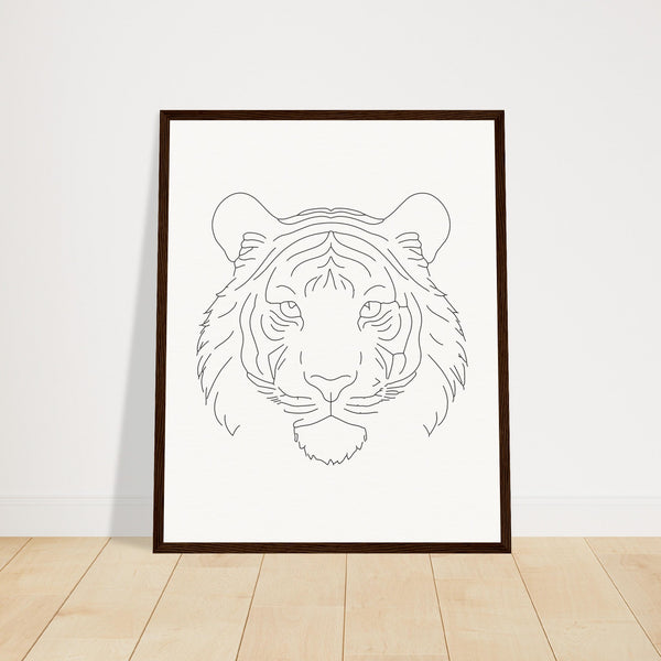 Majestic Lines - The Tiger's Gaze - 40x50 cm 16x20″ Dark wood frame - Wooden Framed Posters